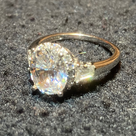 Round, Brilliant Diamonique Ring (5.75 CTW) - Sterling Silver and White Gold - Picture 1 of 7